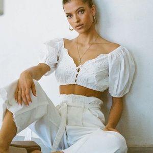 Sabo Skirt Zelita White Eyelet Crop Top